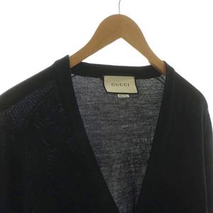 グッチ GUCCI カーディガン ニット Vネック 長袖 ロゴ刺繍 S ブラック 438134 /NQ メンズ