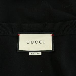 グッチ GUCCI カーディガン ニット Vネック 長袖 ロゴ刺繍 S ブラック 438134 /NQ メンズ