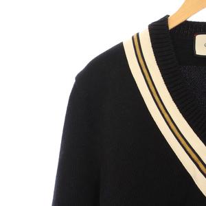 グッチ GUCCI ビーアップリケチルデンニット セーター 長袖 Vネック 蜂モチーフ ウール S 黒 ブラック 452796 /BB メンズ