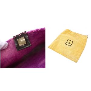 フェンディ FENDI マンマバケット フェルト ハンドバッグ 花柄 ピンク