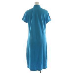 ラルフローレン RALPH LAUREN ビッグポニー ポロワンピース ひざ丈 半袖 ロゴ 刺繍 M オレンジ 青 ブルー 0407254DRS /AN18 レディース