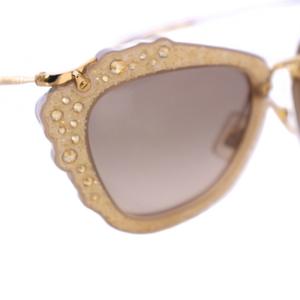 ミュウミュウ miumiu グリッター CAT EYE サングラス べっ甲柄 55□24  