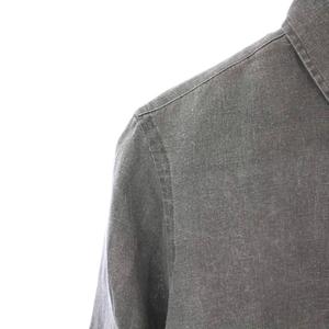 ラルフローレン RALPH LAUREN CLASSIC FIT ボタンダウンシャツ ブラウス 長袖 レギュラーカラー ロゴ 刺繍 ワンポイント 麻 リネン M グレー /BB レディース