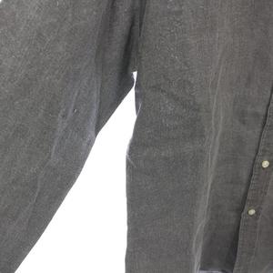 ラルフローレン RALPH LAUREN CLASSIC FIT ボタンダウンシャツ ブラウス 長袖 レギュラーカラー ロゴ 刺繍 ワンポイント 麻 リネン M グレー /BB レディース