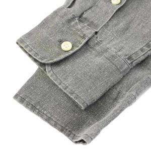 ラルフローレン RALPH LAUREN CLASSIC FIT ボタンダウンシャツ ブラウス 長袖 レギュラーカラー ロゴ 刺繍 ワンポイント 麻 リネン M グレー /BB レディース
