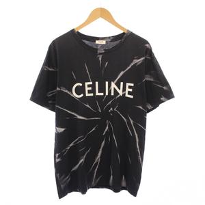 セリーヌ CELINE Loose TEE ルーズTシャツ 半袖 クルーネック ストレッチ ロゴ プリント タイダイ柄 XS 黒 ブラック グレー 2X8206430 /BB メンズ