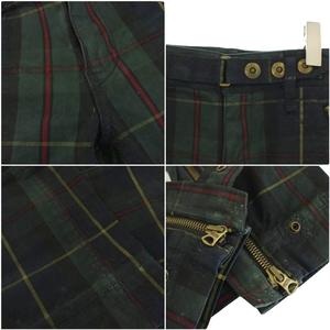 ラルフローレン RALPH LAUREN スリムパンツ ジップフライ チェック柄 裾ジップ 9 緑 グリーン 紺 ネイビー 赤 レッド PR-RL-KA-2003 /KU レディース