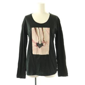 ラブレス LOVELESS Tシャツ 34 黒 ブラック 長袖 ラウンドネック 写真プリント /CX ■OS レディース