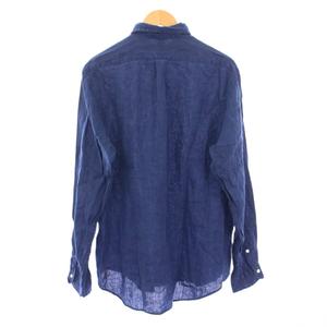 ラルフローレン RALPH LAUREN OCEAN WASH LINEN ボタンダウンシャツ カジュアル 長袖 レギュラーカラー ロゴ 刺繍 ワンポイント 麻 リネン L 紺 ネイビー /BB メンズ
