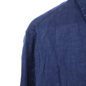 ラルフローレン RALPH LAUREN OCEAN WASH LINEN ボタンダウンシャツ カジュアル 長袖 レギュラーカラー ロゴ 刺繍 ワンポイント 麻 リネン L 紺 ネイビー /BB メンズ