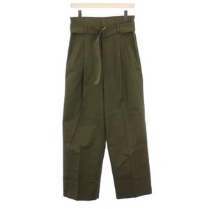 チノ CINOH ウエストベルトワイドパンツ スラックス ジップフライ 無地 ワンカラー 38 カーキ 19WPT007 /BB レディース