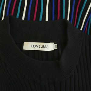 ラブレス LOVELESS ニット ワンピース ロング ノースリーブ ストライプ 34 黒 ブラック マルチカラー 62J39-533-09 /YM レディース