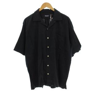 ワイパー WAIPER.inc コットンレーヨン オープンカラーシャツ 半袖 L 黒 ブラック WP1063 /☆G メンズ