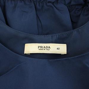 プラダ PRADA 2006年製 ワンピース ひざ丈 Uネック ノースリーブ ティアード ベルト 絹 シルク 40 紺 ネイビー /YT レディース