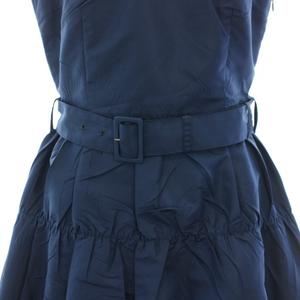 プラダ PRADA 2006年製 ワンピース ひざ丈 Uネック ノースリーブ ティアード ベルト 絹 シルク 40 紺 ネイビー /YT レディース