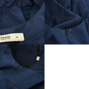 プラダ PRADA 2006年製 ワンピース ひざ丈 Uネック ノースリーブ ティアード ベルト 絹 シルク 40 紺 ネイビー /YT レディース