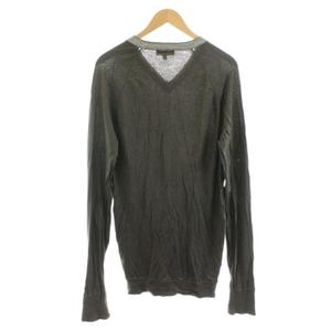 バーバリー BURBERRY ニット セーター 長袖 Vネック ウーツ シルク混 L 茶 ブラウン ITMIR14GAR /KU メンズ