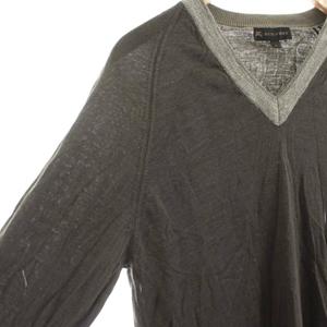 バーバリー BURBERRY ニット セーター 長袖 Vネック ウーツ シルク混 L 茶 ブラウン ITMIR14GAR /KU メンズ
