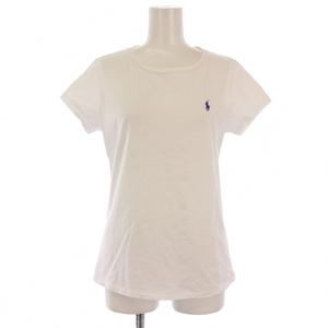 ラルフローレン RALPH LAUREN Tシャツ カットソー 半袖 クルーネック ロゴ刺繍 L 白 /BM レディース