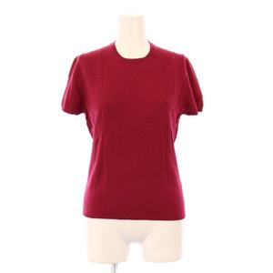 プラダ PRADA アンサンブルニット カーディガン 長袖 半袖 クルーネック 無地 ウール F ボルドー /BB レディース
