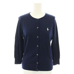 未使用品 ラルフローレン RALPH LAUREN ニットカーディガン クルーネック 長袖 ポニー刺繍 タグ付き M 紺 ネイビー SSRLYM2210 /YT レディース