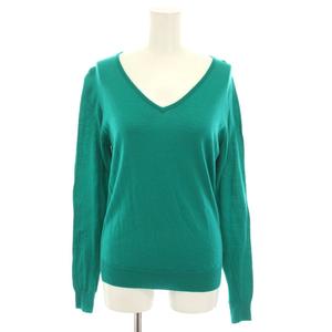 ジョンスメドレー JOHN SMEDLEY ニット セーター Vネック 長袖 ウール M 緑 グリーン /YT レディース