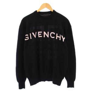 ジバンシィ GIVENCHY ニット セーター 長袖 クルーネック ロゴ バイカラー S 黒 ブラック ピンク /BB メンズ
