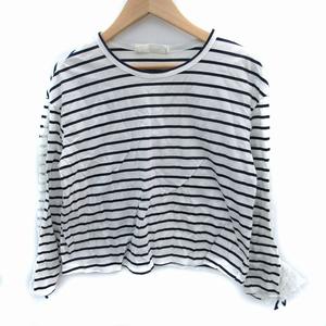 ルルロジェッタ ルールロジェット leur logette Tシャツ カットソー 長袖 ボーダー柄 レース 白 ホワイト 紺 ネイビー /SM16 レディース