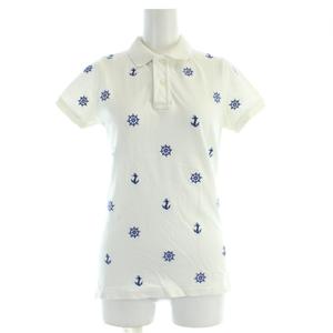 ラルフローレン RALPH LAUREN ポロシャツ 半袖 総柄 舵 錨 マリン XS 白 ホワイト 0409443SSPO /AP レディース