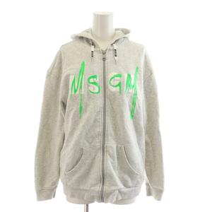 エムエスジーエム MSGM ジップアップパーカー 長袖 グレー ロゴプリント /RR レディース