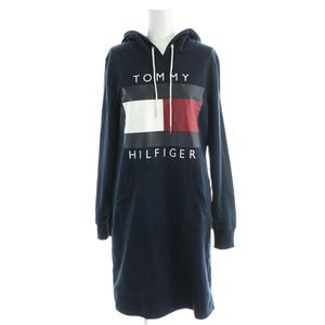 トミーヒルフィガー TOMMY HILFIGER プルオーバーパーカー ロング丈 長袖 紺 ネイビー /AP レディース