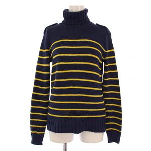 ラルフローレン RALPH LAUREN ニット セーター 長袖 タートルネック ボーダー柄 L 紺 黄 /BM レディース