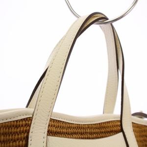 アナイ ANAYI かごバッグ ハンドバッグ ショルダーバッグ 2WAY 茶 白 