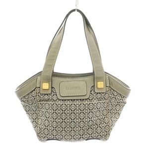 ロエベ LOEWE ニューロードライン リピートアナグラム ハンドバッグ キャンバス レザー 袋付き グレー /YT ■OH レディース