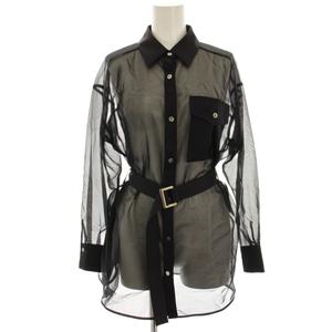 ラブレス LOVELESS シャツ ブラウス 長袖 シアー シースルー ベルト 34 黒 ブラック 62M39-539-09 /HN レディース