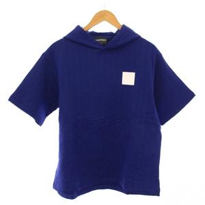 未使用品 エンポリオアルマーニ EMPORIO ARMANI プルオーバーパーカー 半袖 スウェット ストレッチ ロゴ 16 青 ブルー タグ付き /BB メンズ