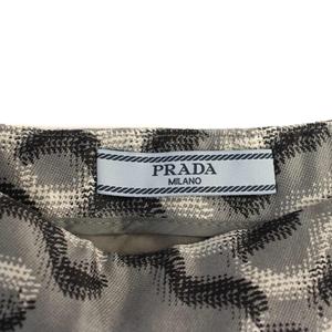 プラダ PRADA フレアスカート ひざ丈 総柄 ウール シルク 36 グレー /BM レディース