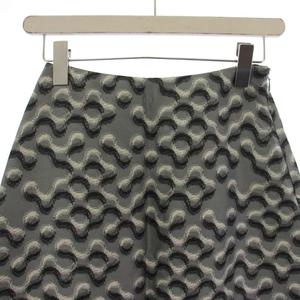 プラダ PRADA フレアスカート ひざ丈 総柄 ウール シルク 36 グレー /BM レディース