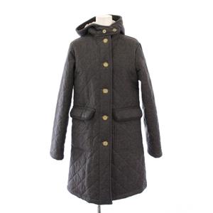 マッキントッシュ MACKINTOSH キルティングコート 中綿 アウター ロング丈 フード ウール ワンカラー 36 グレー /BB レディース