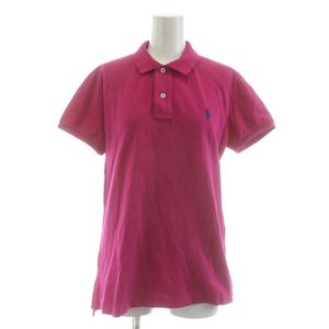 ラルフローレン RALPH LAUREN SKINNY FIT ポロシャツ カットソー 鹿の子 半袖 ロゴ 刺繍 L ピンク /KU レディース