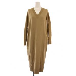 アンフィーロ UNFILO ニット ワンピース ロング 長袖 Vネック M ベージュ /BM レディース