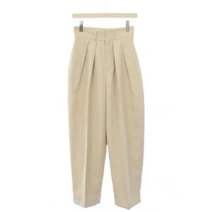 ローレン Louren 2タックパンツ スラックス ジップフライ ワンカラー 無地 M ライトベージュ lo231-25 /BB レディース
