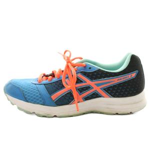 アシックス asics スニーカー シューズ 24.0cm オレンジ 青 ブルー 黒 ブラック /AN45 レディース