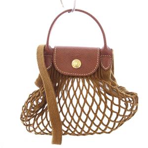 ロンシャン LONGCHAMP ルプリアージュフィレ 2WAY ハンドバッグ ワンハンドル ショルダーバッグ メッシュ 編み込み ワンカラー 茶 ブラウン /BB レディース