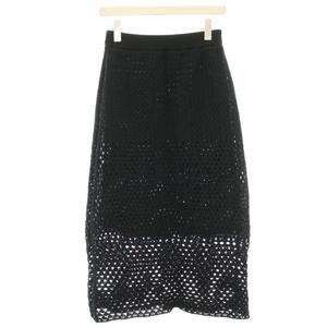 イエナ IENA 23SS アイレットスカート タイトスカート 黒 ブラック 透かし編み ニット マキシ ロング メッシュ 23060900334020 /HN レディース