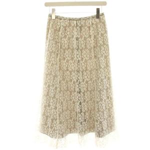 イエナ IENA フレアスカート 36 白 ホワイト グレージュ 花柄 総レース ミモレ ロング /HN レディース