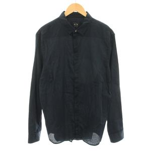 アルマーニエクスチェンジ A/X ARMANI EXCHANGE シャツ 長袖 比翼ボタン L 紺 ネイビー 6YZC74 ZN38Z /YT メンズ