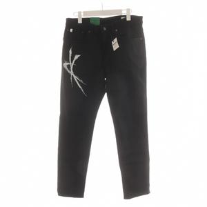 未使用品 エドウィン EDWIN × ワンピース ONEPIECE ロロノアゾロモデル デニムパンツ ジーンズ 32 黒 ブラック 抽象柄 フルレングス ED32 /AN55 メンズ