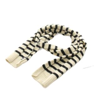 ポールスミス PAUL SMITH マフラー ボーダー柄 ウール アンゴラ混 白 ホワイト 黒 ブラック /AN43 レディース