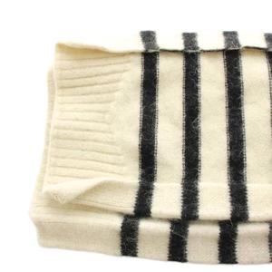 ポールスミス PAUL SMITH マフラー ボーダー柄 ウール アンゴラ混 白 ホワイト 黒 ブラック /AN43 レディース